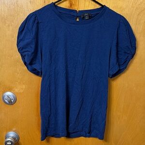 J. Crew Blue Puff Sleeve Tee